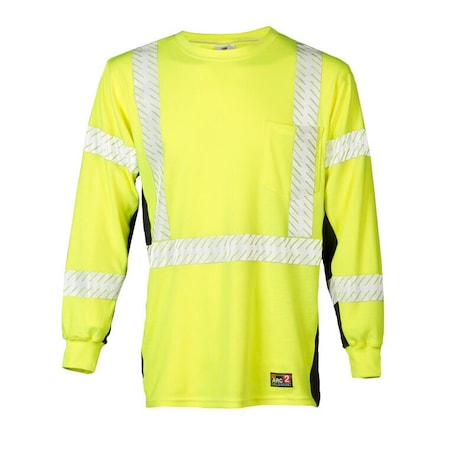 F406 Premium Black Series FR Long Sleeve T-Shirt, Flame Resistant, Lime, Size XL